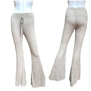 Fashionomics Womens Beige Elastic Waist Cozy Flare Pants, NWOT, S